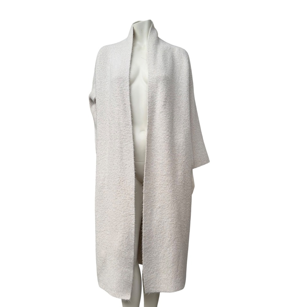 Oak + Fort Longline Cardigan Oatmeal Knit Shawl Collar Minimalist Duster Small